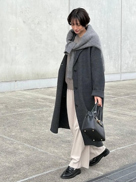 「アイテム（チェスターコート）」を使った、Makiさん（レディース・173cm）の秋コーディネート