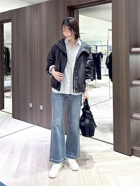 「OUTDOOR PRODUCTS（アウトドアプロダクツ）のBARNYARDSTORM / OUTDOORPRODUCTS / スエードトート（トートバッグ、ブラック系）」を使った、Makiさん（レディース・172cm）の秋コーディネート