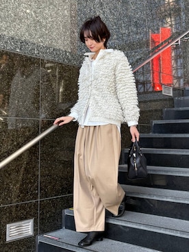 「アイテム（ボストンバッグ）」を使った、Makiさん（レディース・173cm・30代）の冬コーディネート