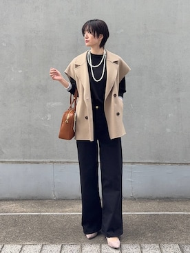 「アイテム（ベスト）」を使った、Makiさん（レディース・173cm・30代）の秋コーディネート