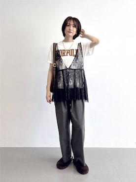 「Chibi Jewels （チビジュエルズ）のchibi jewels (チビ・ジュエルズ) / コインマンテルネックレス（ネックレス、その他）」を使った、Makiさん（レディース・172cm）の夏コーディネート