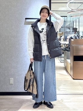 「アイテム（ダウンベスト）」を使った、Makiさん（レディース・173cm）の冬コーディネート