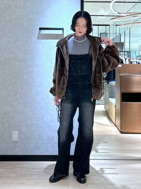 「UNIVERSAL OVERALL（ユニバーサルオーバーオール）のアイテム（ブルゾン）」を使った、Makiさん（レディース・173cm）の秋コーディネート