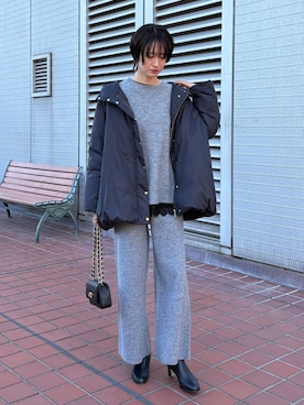 「アイテム（セットアップ）」を使った、Makiさん（レディース・173cm）の冬コーディネート