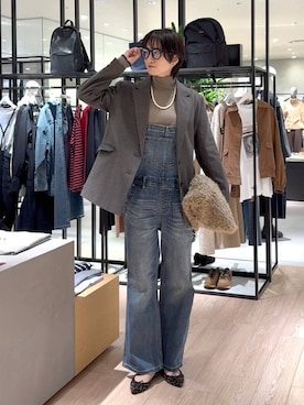 「アイテム（オールインワン・サロペット）」を使った、Makiさん（レディース・173cm）の秋コーディネート