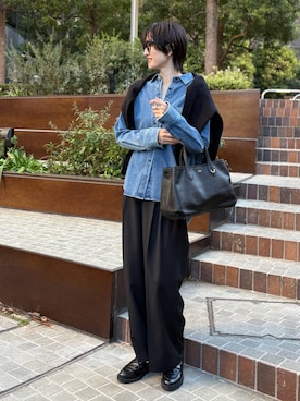 「アイテム（トートバッグ）」を使った、Makiさん（レディース・173cm・30代）の冬コーディネート