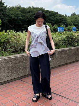 「アイテム（スウェットパンツ）」を使った、Makiさん（レディース・173cm・30代）の夏コーディネート