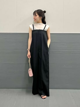 「低身長」｜「アイテム（サロペット/オーバーオール）」を使った、HIRANOさん（レディース・150cm）の夏コーディネート