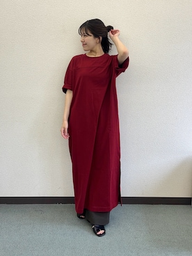 「URBAN RESEARCH DOORS(アーバンリサーチドアーズ)のFORK&SPOON サイドスリットワンピース(ワンピース、レッド系)」を使った、HIRANOさん(レディース・152cm)の夏コーディネート
