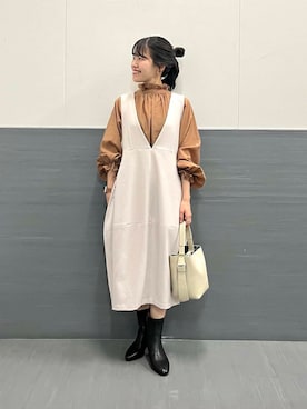 「URBAN RESEARCH ROSSO WOMEN（アーバンリサーチ　ロッソ）のアイテム（ジャンパースカート）」を使った、HIRANOさん（レディース・150cm）の秋コーディネート