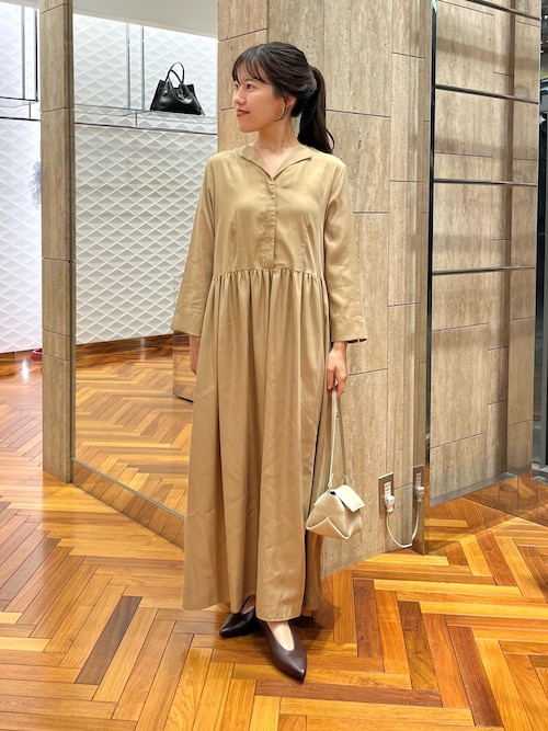 セール】キュプラ混フィブリルギャザーワンピース（ワンピース