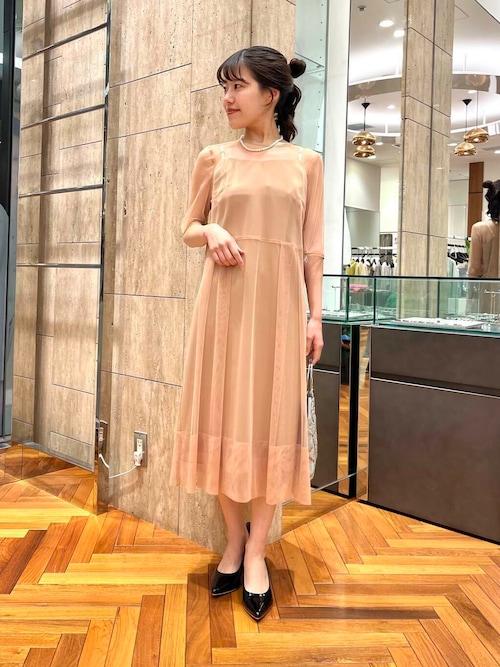 kaene ワンピース kaene シャンブレーキャミドッキングドレス(sh