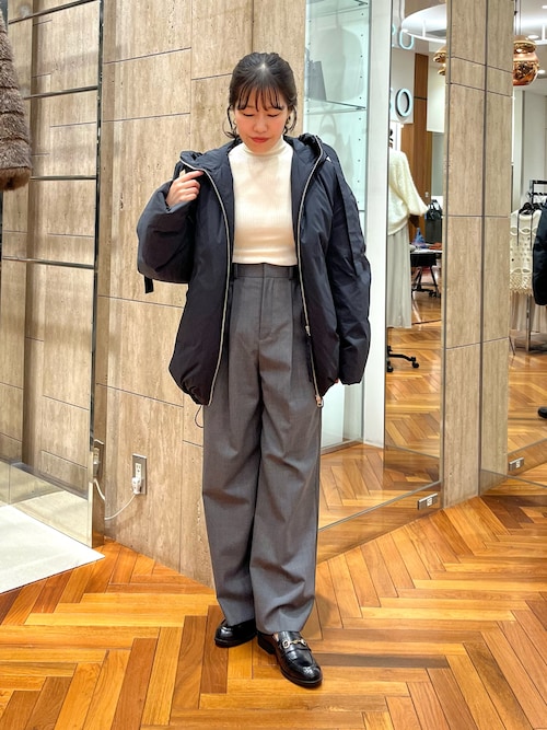 セール】ウール混防シワハイウエストワイドスラックス（その他パンツ