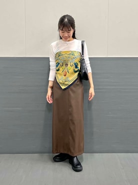 「アイテム（バンダナ/スカーフ）」を使った、HIRANOさん（レディース・150cm）の秋コーディネート