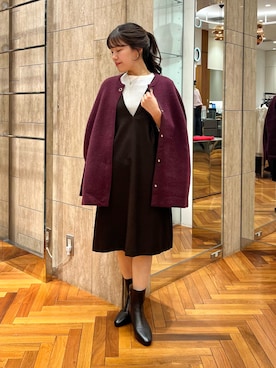 「アイテム（その他アウター、レッド系）」を使った、HIRANOさん（レディース・150cm）の秋コーディネート