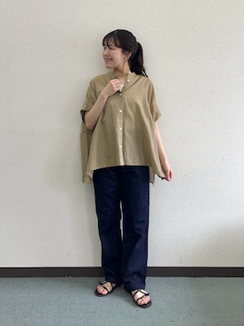 「URBAN RESEARCH DOORS（アーバンリサーチドアーズ）のシャンブレーワイドシャツ（シャツ/ブラウス、ベージュ系）」を使った、HIRANOさん（レディース・152cm）の夏コーディネート