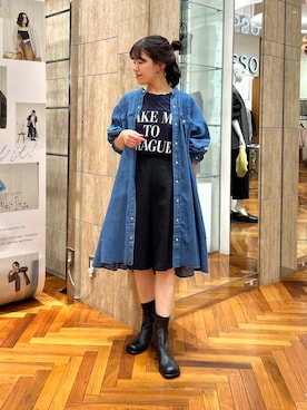 「アイテム（シャツワンピース）」を使った、HIRANOさん（レディース・150cm）の秋コーディネート