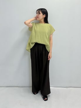 「URBAN RESEARCH DOORS(アーバンリサーチドアーズ)のレイヤードフレンチブラウス(シャツ/ブラウス、グリーン系)」を使った、HIRANOさん(レディース・152cm)の夏コーディネート