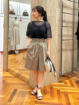 「アイテム（その他パンツ、ブラウン系）」を使った、HIRANOさん（レディース・150cm）の夏コーディネート