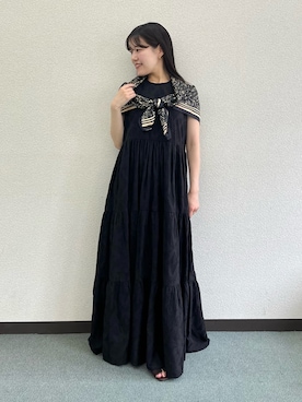 「URBAN RESEARCH ROSSO(アーバンリサーチロッソ)のインドコットン バックシャンワンピース(ワンピース、ブラック系)」を使った、HIRANOさん(レディース・152cm)の夏コーディネート