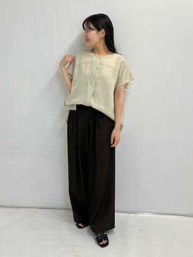 「URBAN RESEARCH DOORS（アーバンリサーチドアーズ）のソフトオックスイージーパンツ（その他パンツ、ブラウン系）」を使った、HIRANOさん（レディース・152cm）の夏コーディネート