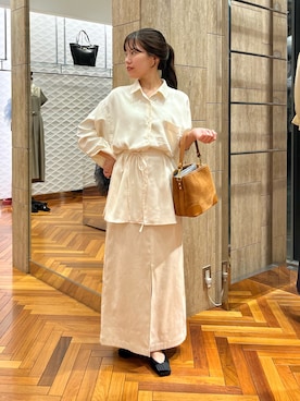 「URBAN RESEARCH ROSSO WOMEN（アーバンリサーチ　ロッソ）のピーチタッチストレートスカート（スカート）」を使った、HIRANOさん（レディース・150cm）の秋コーディネート