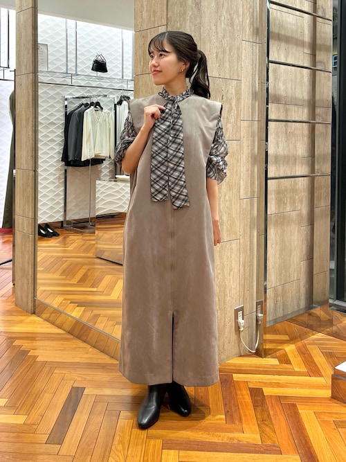 フロントファスナーレイヤードワンピース（ジャンパースカート