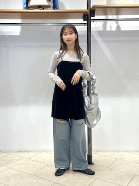 「LOWRYS FARM（ローリーズファーム）のステンレスプレートネックレス　973053（ネックレス）」を使った、katoooさん（レディース・163cm）の冬コーディネート