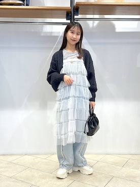「LOWRYS FARM（ローリーズファーム）のステンレスプレートネックレス　973053（ネックレス）」を使った、katoooさん（レディース・163cm）の冬コーディネート