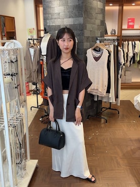 「アイテム（テーラードジャケット、ブラウン系）」を使った、katoooさん（レディース・163cm）の夏コーディネート
