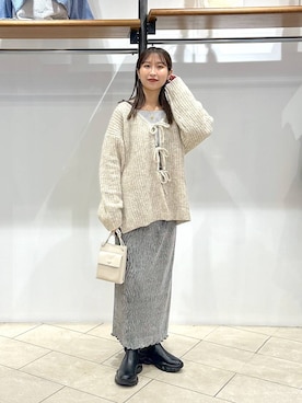 「LOWRYS FARM（ローリーズファーム）のステンレスプレートネックレス　973053（ネックレス）」を使った、katoooさん（レディース・163cm）の冬コーディネート