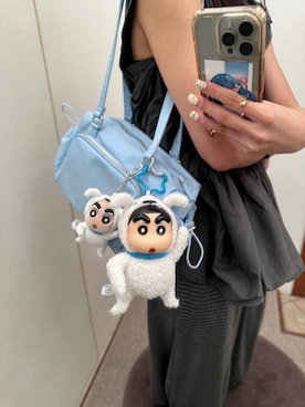「LOWRYS FARM（ローリーズファーム）の【クレヨンしんちゃん】ぬいキーホルダー 826683/GOODS（キーホルダー、その他）」を使った、かとぅーさん（レディース・163cm）の夏コーディネート