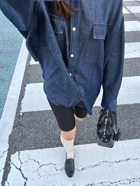 「LOWRYS FARM（ローリーズファーム）のモカシンローファー  637751（ローファー、ブラック系）」を使った、かとぅーさん（レディース・163cm）の春コーディネート