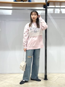 「LOWRYS FARM（ローリーズファーム）のステンレスプレートネックレス　973053（ネックレス）」を使った、katoooさん（レディース・163cm）の冬コーディネート