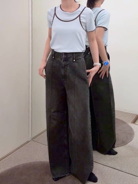 「LOWRYS FARM（ローリーズファーム）のステンレスプチＴＯＰネックレス２ 451999（ネックレス、ゴールド系）」を使った、かとぅーさん（レディース・163cm）の春コーディネート