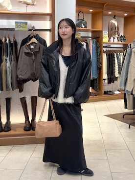 「LOWRYS FARM（ローリーズファーム）のシャギーロングＶカーディガン　595935（カーディガン/ボレロ）」を使った、katoooさん（レディース・163cm）の秋コーディネート