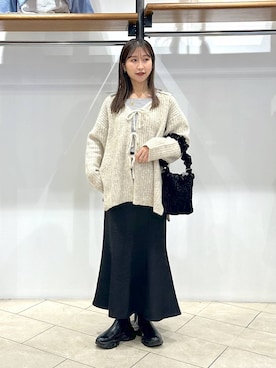 「LOWRYS FARM（ローリーズファーム）のステンレスプレートネックレス　973053（ネックレス）」を使った、katoooさん（レディース・163cm）の冬コーディネート