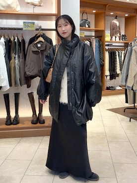 「LOWRYS FARM（ローリーズファーム）のシャギーロングＶカーディガン　595935（カーディガン/ボレロ）」を使った、katoooさん（レディース・163cm）の秋コーディネート