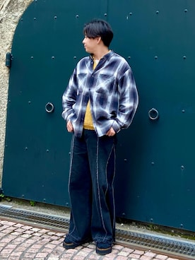 「古着好きな人と繋がりたい」｜「アイテム（サンダル）」を使った、yさん（メンズ・169cm）の夏コーディネート
