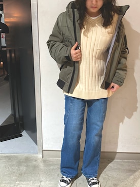 「AVIREX（アヴィレックス）の【AVIREX FLYER'S】WOMENS/フライトジャケット ウェザーウォッチャー/FLIGHT JACKET WEATHER WATCHER/AF（ミリタリージャケット）」を使った、halnoさん（レディース・158cm）の夏コーディネート
