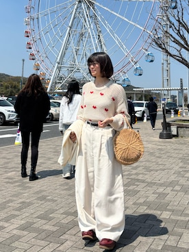 「Ameri（アメリ）のアイテム（スラックス）」を使った、むつごろうさん（レディース・161cm）の夏コーディネート