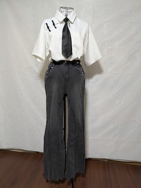 「アイテム（シャツ/ブラウス）」を使った、秋冬さん（メンズ・158cm）の夏コーディネート