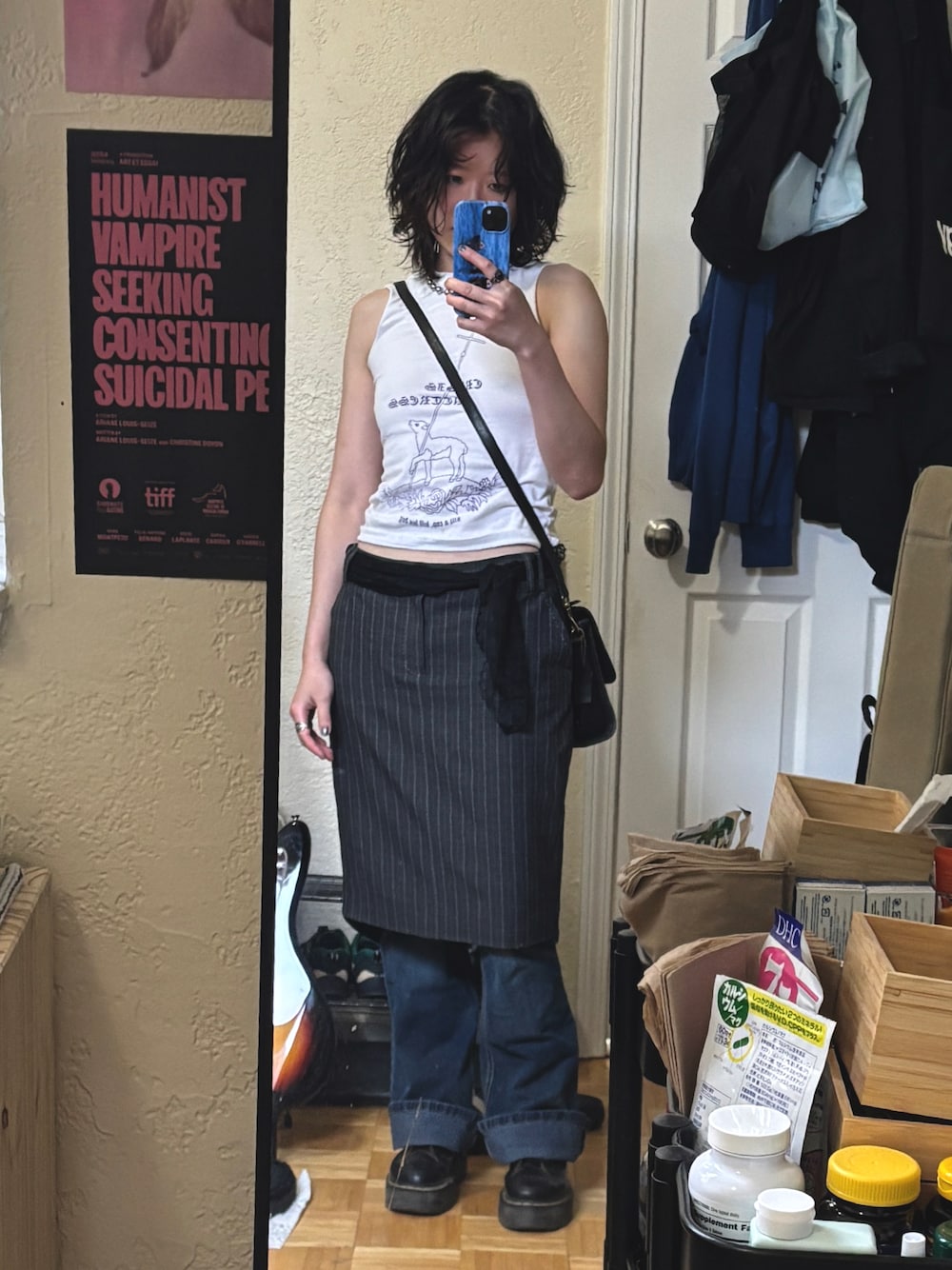 「Dr. Martensのアイテム（ブーティ、ブラック系）」を使った、eg0d34thさん（レディース・160cm）の夏コーディネートの1枚目の写真