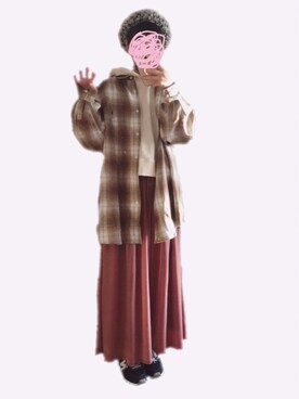 「reca（レカ）のアイテム（パーカー）」を使った、うららこ。さん（レディース・157cm）の冬コーディネート