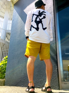 「Gramicci（グラミチ）のアイテム（トップス）」を使った、びーびー☑︎さん（メンズ・169cm）の夏コーディネート