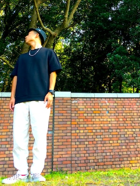 「アイテム（スリッポン）」を使った、びーびー☑︎さん（メンズ・169cm）の秋コーディネート