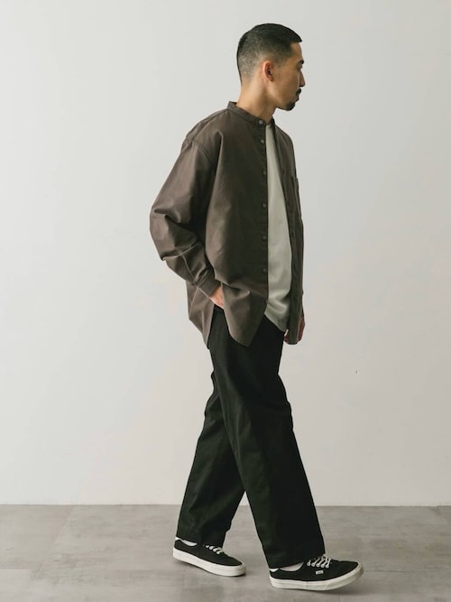 メル41923 ヘラルボニー バンドカラーシャツ リーフ メル41923様