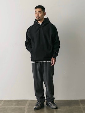 「Champion（チャンピオン）のアイテム」を使った、maedaさん（メンズ・168cm）の夏コーディネート