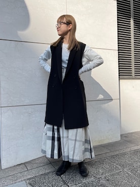 「ビッグチェック」｜madokaさん（レディース・157cm）の冬コーディネート