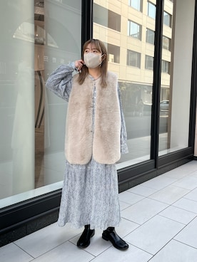 「柄物」｜「アイテム（ワンピース/ドレス）」を使った、madokaさん（レディース・157cm）の冬コーディネート